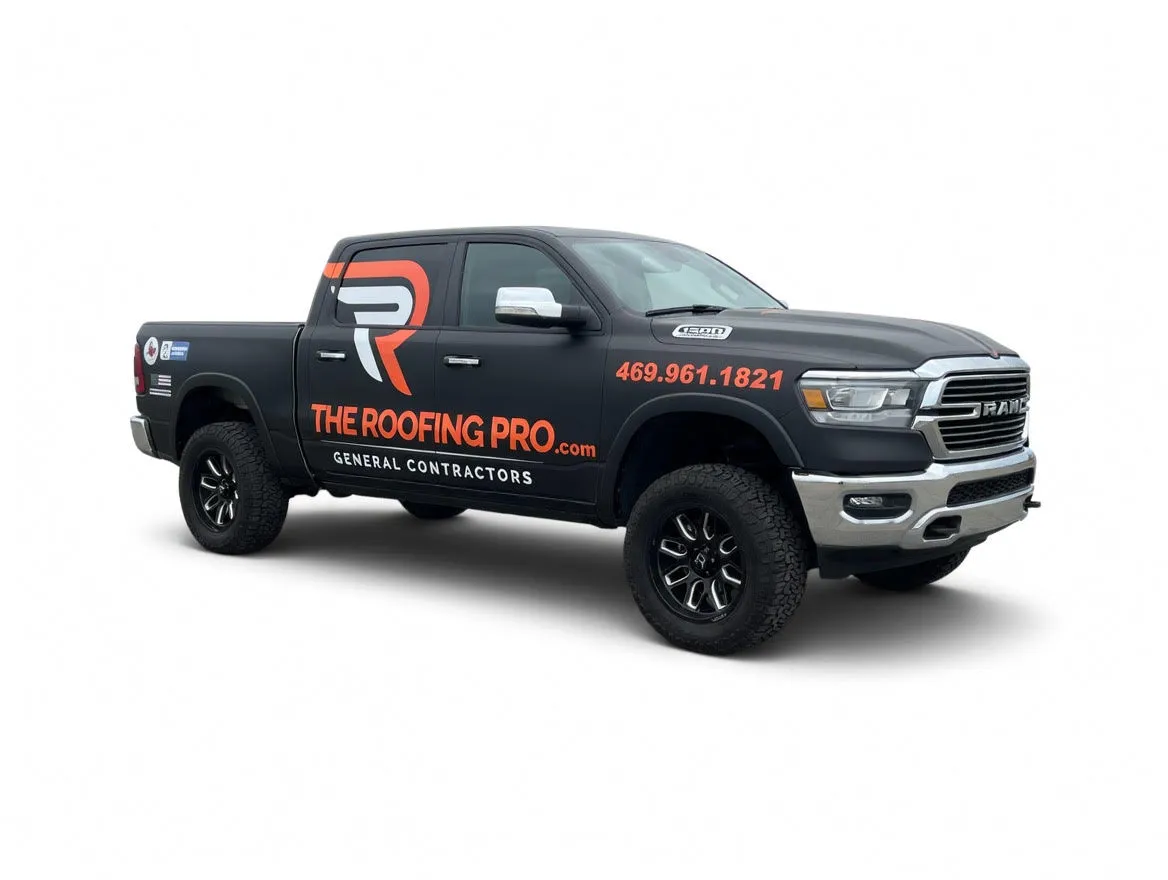 Commercial vehicle wrap for The Roofing Pro done by Shift Wraps in DFW